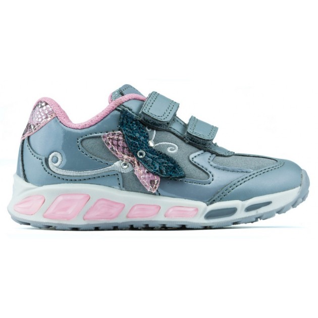 ZAPATILLAS LUCES GEOX JR SHUTTLE GIRL  GREY_PINK