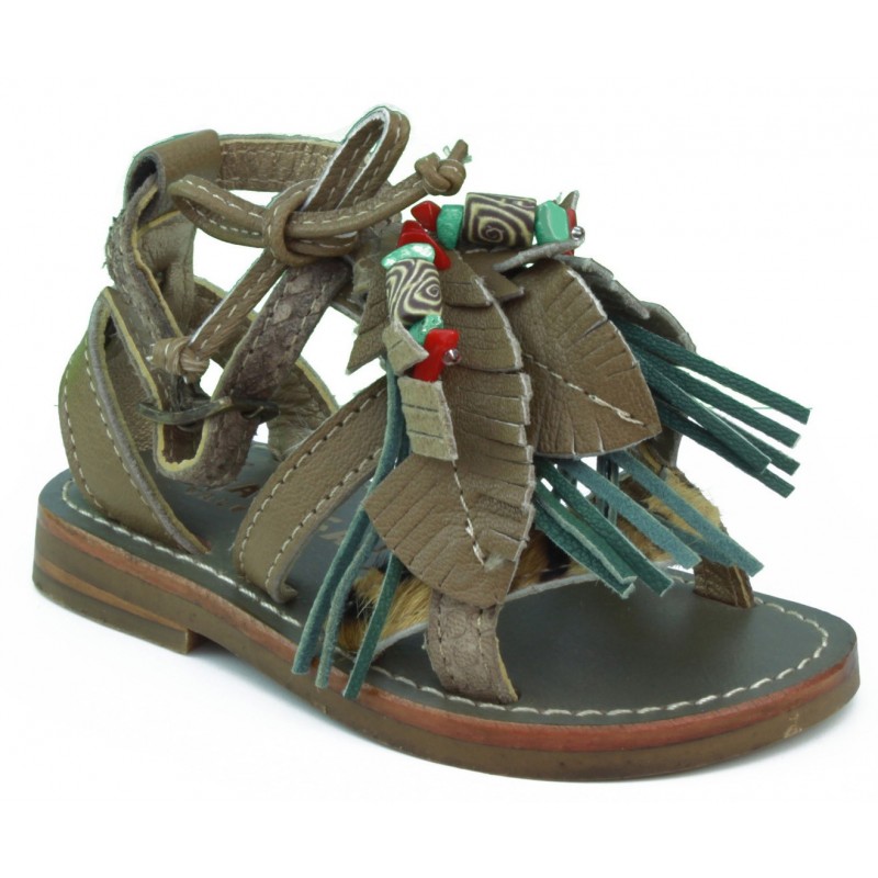 OCA LOCA leather sandal baby girl  MARRON