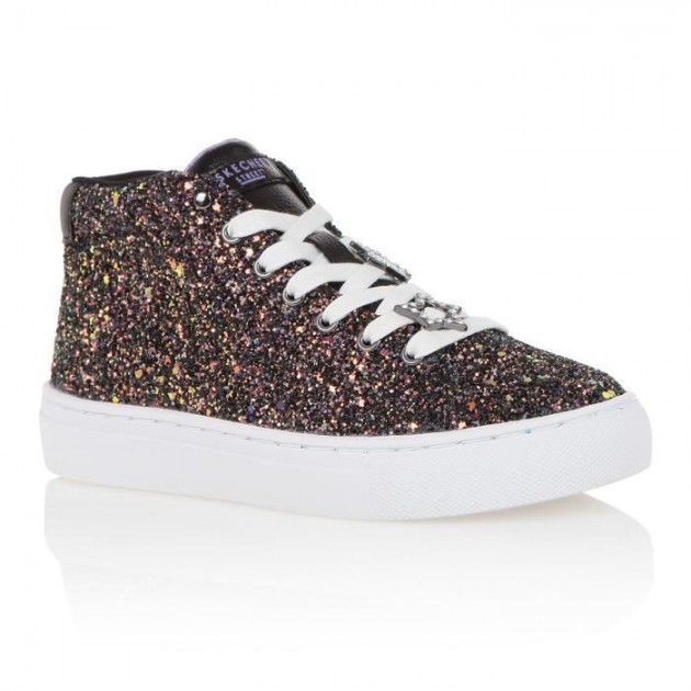 BLACK AND WHITE SKECHERS SNEAKERS NEGRO