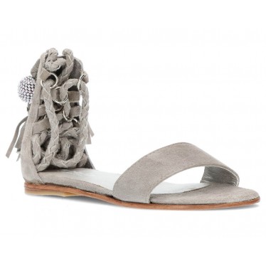 OCA LOCA nubuck leather sandal for girls GRIS