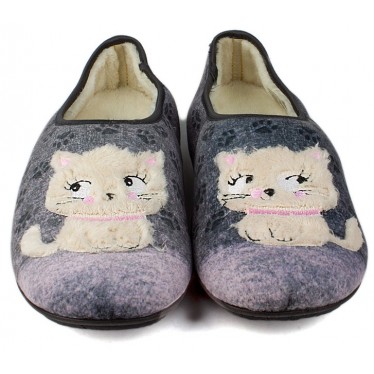 HOUSE SLIPPERS VULLADI WOMEN CLOSED KITTENS GRIS
