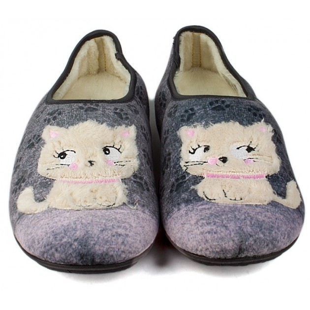 HOUSE SLIPPERS VULLADI WOMEN CLOSED KITTENS GRIS HOUSE SLIPPERS VULLADI WOMEN CLOSED KITTENS GRIS
