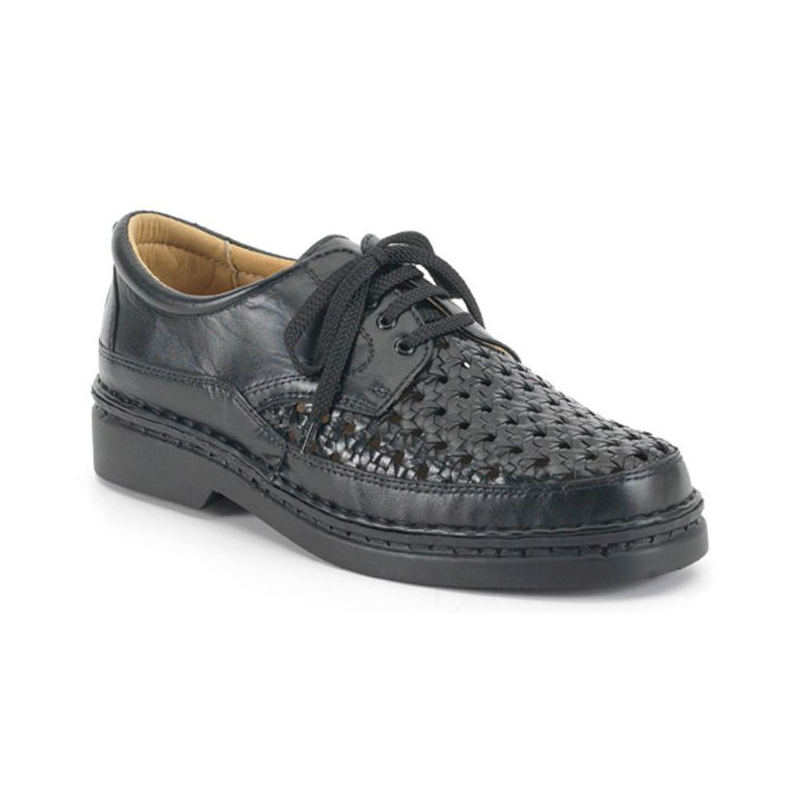 CALZAMEDI comfortable shoes with Velcro sewn by hand NEGRO