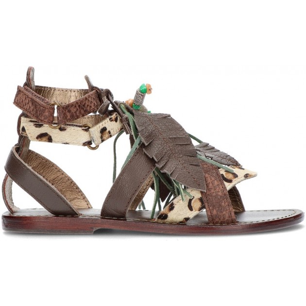 OCA LOCA girl sandal white stones MARRON