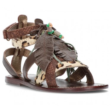 OCA LOCA girl sandal white stones MARRON