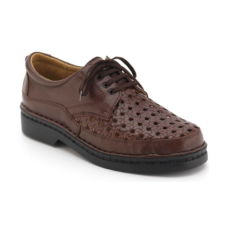 CALZAMEDI comfortable shoes with Velcro sewn by hand MARRON