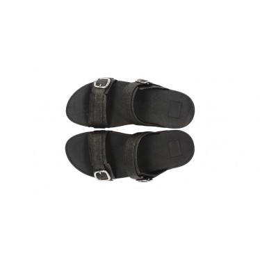 SANDALS FITFLOP LULU ADJUSTABLE SLIDES BLACK