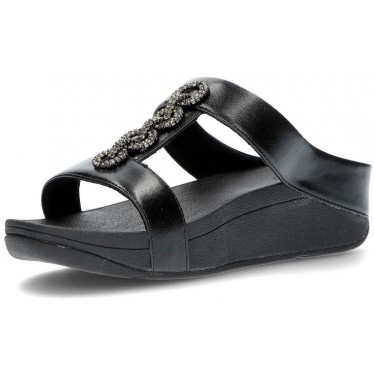 FITFLOP FINE SANDALS SPARKLE SLIDES BLACK