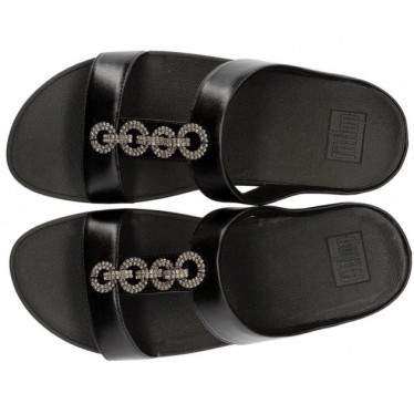 FITFLOP FINE SANDALS SPARKLE SLIDES BLACK