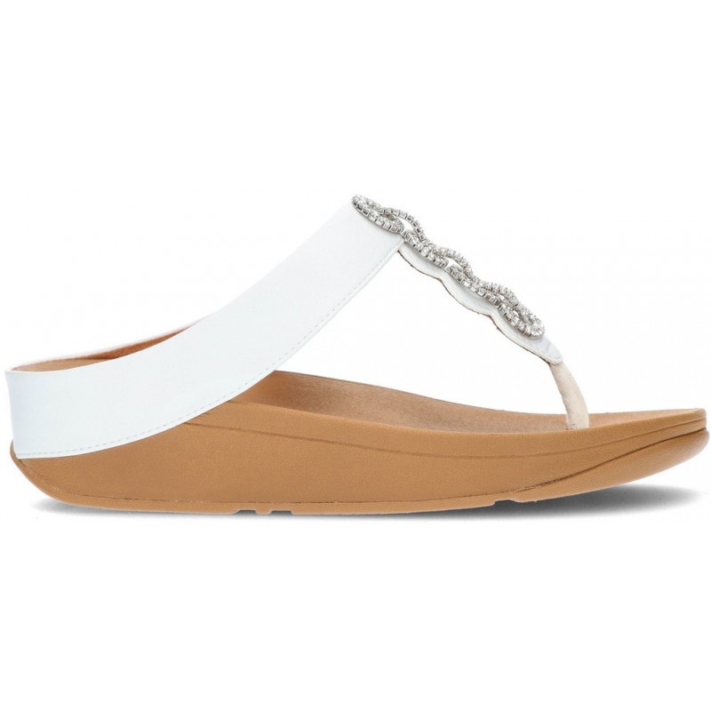 FITFLOP FINE SPARKLE SANDALS WHITE