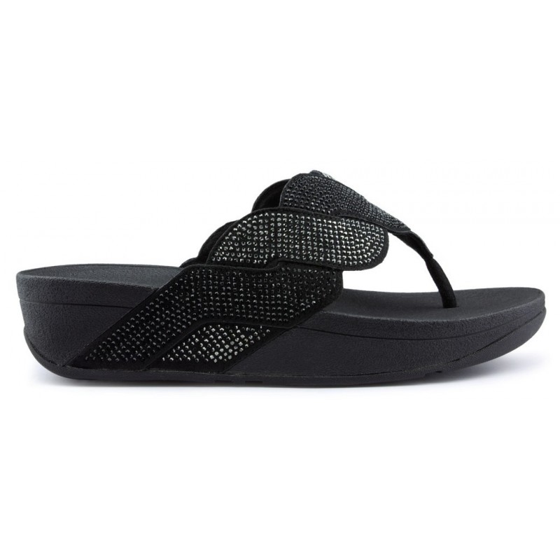 FITFLOP PAISLEY ROPE TOE THONGS Sandals BLACK