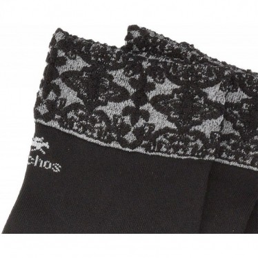 FLOWERY SOCKS CA012 EMBROIDERED BLACK