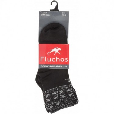 FLOWERY SOCKS CA012 EMBROIDERED BLACK