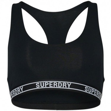 TOP SUPERDRY W3110357A MULTILOGO CROP BLACK