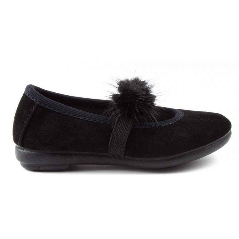 VULLADI BALLERINAS CAN SPLIT SUEDE POMPOMS 1405 NEGRO