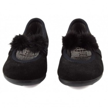 VULLADI BALLERINAS CAN SPLIT SUEDE POMPOMS 1405 NEGRO