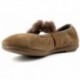 VULLADI BALLERINAS CAN SPLIT SUEDE POMPOMS 1405 MARRON