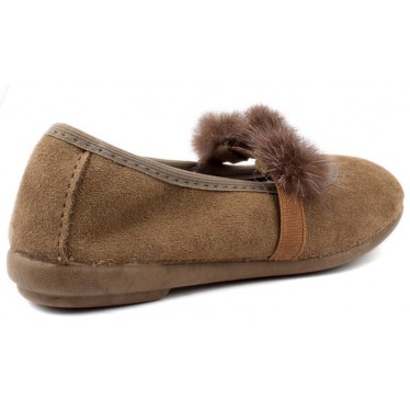 VULLADI BALLERINAS CAN SPLIT SUEDE POMPOMS 1405 MARRON