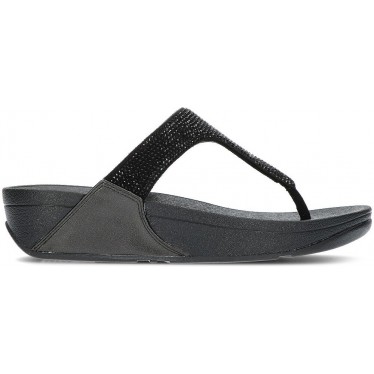 LULU CRYSTAL EMBELLISHED FITFLOP SANDALS BLACK
