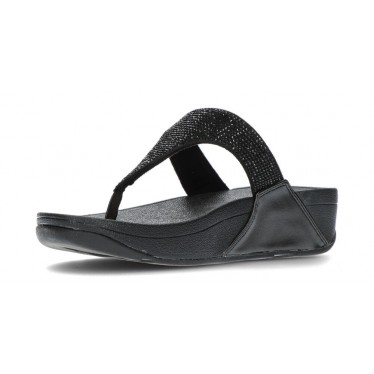 LULU CRYSTAL EMBELLISHED FITFLOP SANDALS BLACK