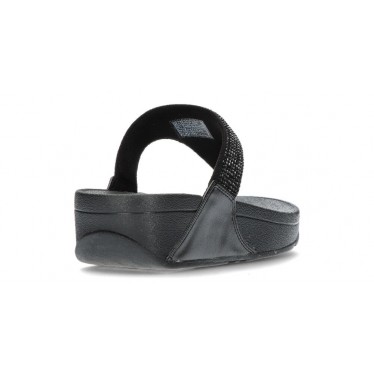 LULU CRYSTAL EMBELLISHED FITFLOP SANDALS BLACK