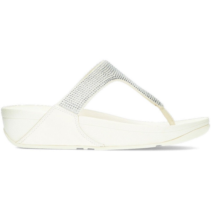 LULU CRYSTAL EMBELLISHED FITFLOP SANDALS CREAM