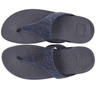 LULU CRYSTAL EMBELLISHED FITFLOP SANDALS NAVY