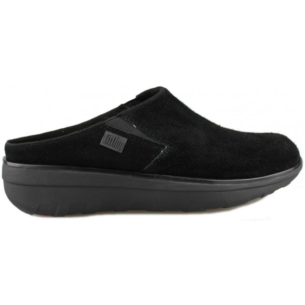 FITFLOP LOAFF SUEDE CLOGS NEGRO