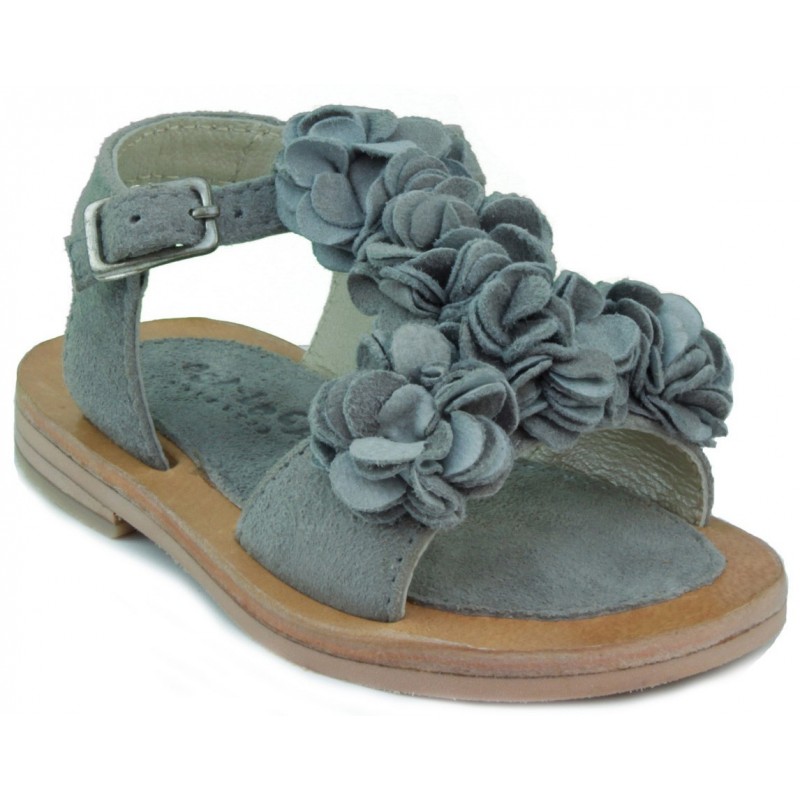 OCA LOCA baby sandal flowers  GRIS